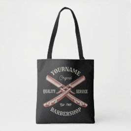 Persoonlijke naam Barber Straight Razor Barbershop Tote Bag