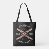 Persoonlijke naam Barber Straight Razor Barbershop Tote Bag (Achterkant)