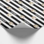 Persoonlijke naam, Baseball Black en White Cadeaupapier (Hoek)