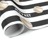 Persoonlijke naam, Baseball Black en White Cadeaupapier (Rol Hoek)