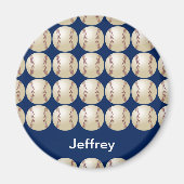 Persoonlijke naam Baseball Magnet, Blauwe achtergr Magneet (Voorkant)