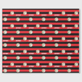 Persoonlijke naam Baseball Red & Black Cadeaupapier (Vlak)