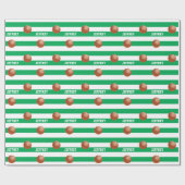 Persoonlijke naam Basketball Green/White Cadeaupapier (Vlak)