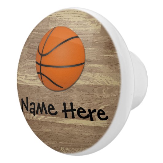 Persoonlijke naam Basketball Oranje/Brown Keramische Knop (Rechts)