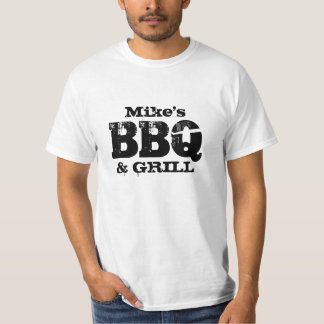 Persoonlijke naam BBQ t-shirt voor buitenmannen