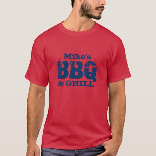 Persoonlijke naam BBQ t shirt voor coole jongens (Voorkant)