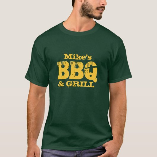 Persoonlijke naam BBQ t shirt voor jongens (Voorkant)