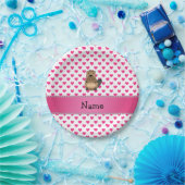 Persoonlijke naam beaver roze harten polka stippen papieren bordje (Feest)