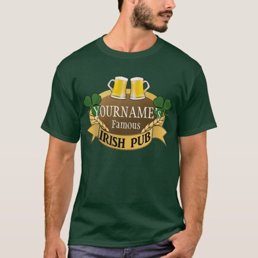 Persoonlijke naam Beer Irish Pub St Patrick's Day T-shirt (Voorkant)