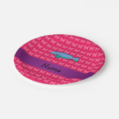 Persoonlijke naam beheert roze vlinders papieren bordje (Gekanteld)