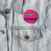 Persoonlijke naam beheert roze vlinders ronde button 5,7 cm (In situ)