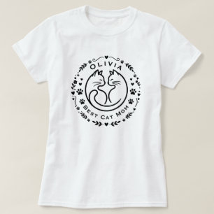 Persoonlijke naam Beste Kattenmoeder T-shirt
