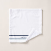 Persoonlijke naam bewerkbare kleur dubbele strepen bad handdoek (Wasdoekje)