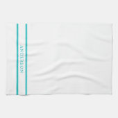 Persoonlijke naam bewerkbare kleur dubbele strepen theedoek (Horizontaal)