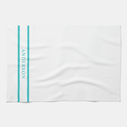 Persoonlijke naam bewerkbare kleur dubbele strepen theedoek (Horizontaal)