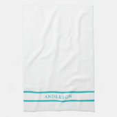Persoonlijke naam bewerkbare kleur dubbele strepen theedoek (Verticaal)