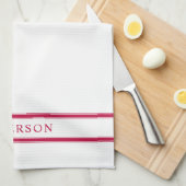 Persoonlijke naam bewerkbare kleur dubbele strepen theedoek (Quarter Fold)