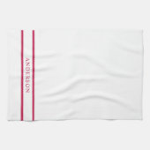 Persoonlijke naam bewerkbare kleur dubbele strepen theedoek (Horizontaal)