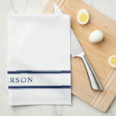 Persoonlijke naam bewerkbare kleur dubbele strepen theedoek (Quarter Fold)