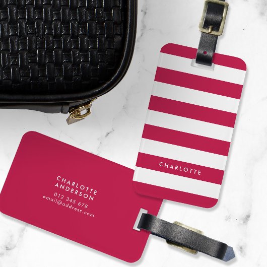 Persoonlijke naam bewerkbare kleur en witte strepe bagagelabel