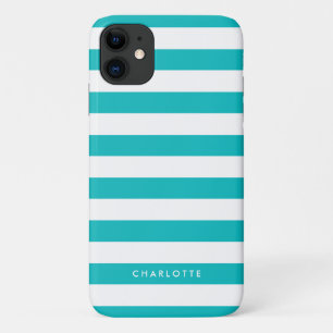 Persoonlijke naam bewerkbare kleur en witte strepe Case-Mate iPhone case