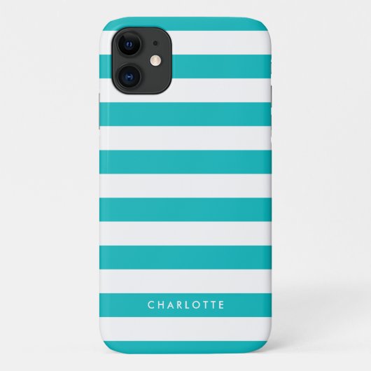 Persoonlijke naam bewerkbare kleur en witte strepe Case-Mate iPhone case (Achterkant)