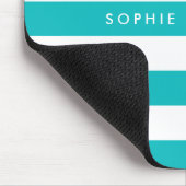 Persoonlijke naam bewerkbare kleur en witte strepe muismat (Hoek)