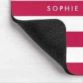 Persoonlijke naam bewerkbare kleur en witte strepe muismat (Hoek)