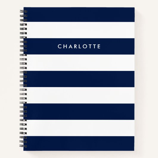 Persoonlijke naam bewerkbare kleur en witte strepe notitieboek (Voorkant)