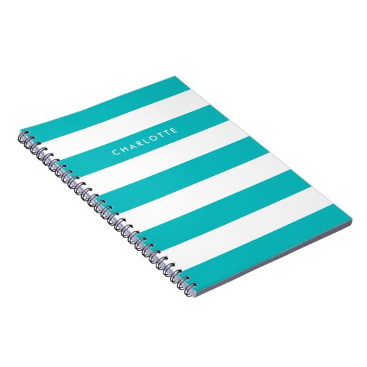 Persoonlijke naam bewerkbare kleur en witte strepe notitieboek (Rechterzijde)