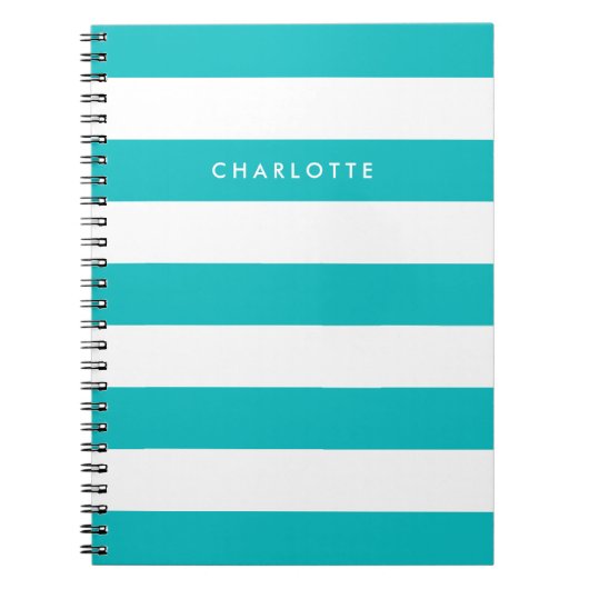 Persoonlijke naam bewerkbare kleur en witte strepe notitieboek (Voorkant)