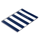 Persoonlijke naam bewerkbare kleur en witte strepe notitieboek (Linkerzijde)