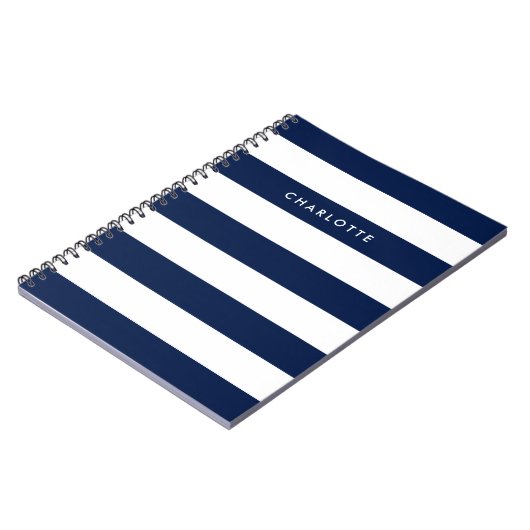 Persoonlijke naam bewerkbare kleur en witte strepe notitieboek (Linkerzijde)