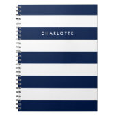 Persoonlijke naam bewerkbare kleur en witte strepe notitieboek (Voorkant)