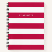 Persoonlijke naam bewerkbare kleur en witte strepe notitieboek (Voorkant)