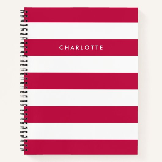 Persoonlijke naam bewerkbare kleur en witte strepe notitieboek (Voorkant)