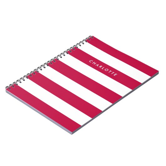 Persoonlijke naam bewerkbare kleur en witte strepe notitieboek (Linkerzijde)