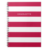 Persoonlijke naam bewerkbare kleur en witte strepe notitieboek (Voorkant)