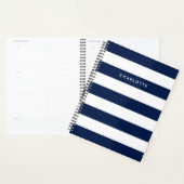 Persoonlijke naam bewerkbare kleur en witte strepe planner (Display)