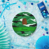 Persoonlijke naam bigfoot green camouflage papieren bordje (Feest)