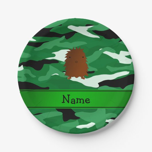 Persoonlijke naam bigfoot green camouflage papieren bordje (Voorkant)