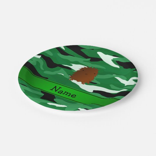 Persoonlijke naam bigfoot green camouflage papieren bordje (Gekanteld)