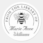 Persoonlijke naam Bij van de bibliotheek van boek Ronde Sticker (Voorkant)