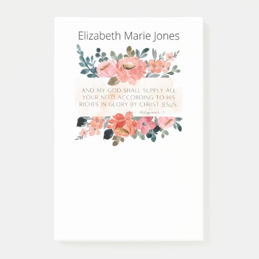 Persoonlijke naam Bijbel Verse Notitieblok Post-it® Notes (Voorkant)