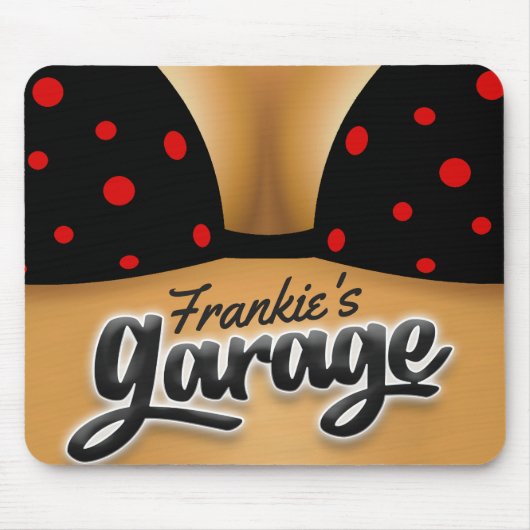 Persoonlijke naam Bikini Babe Girl Man Cave Garage Muismat (Voorkant)