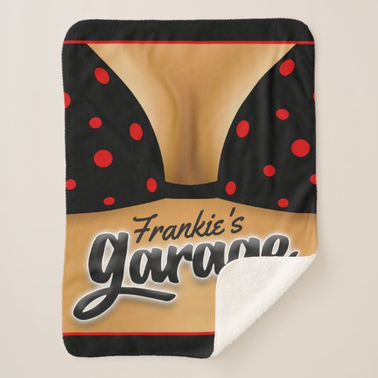 Persoonlijke naam Bikini Babe Girl Man Cave Garage Sherpa Deken (Voorkant)