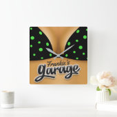 Persoonlijke naam Bikini Babe Girl Man Cave Garage Vierkante Klok (Huis)