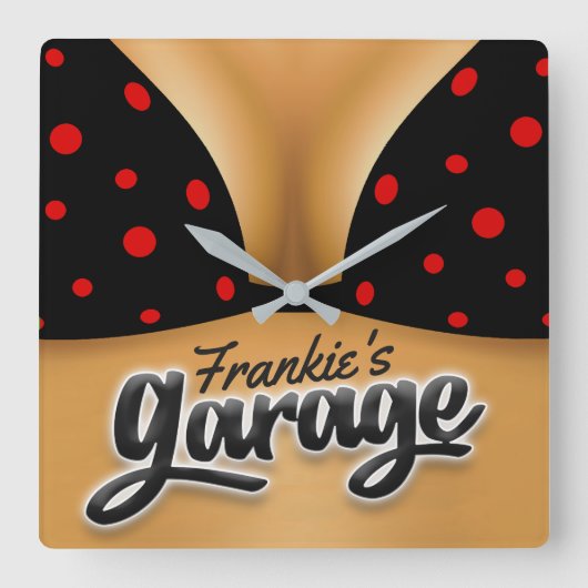 Persoonlijke naam Bikini Babe Girl Man Cave Garage Vierkante Klok (Voorkant)