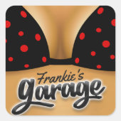 Persoonlijke naam Bikini Babe Girl Man Cave Garage Vierkante Sticker (Voorkant)
