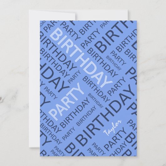 Persoonlijke naam Birthday party nodigblue Kaart (Voorkant)